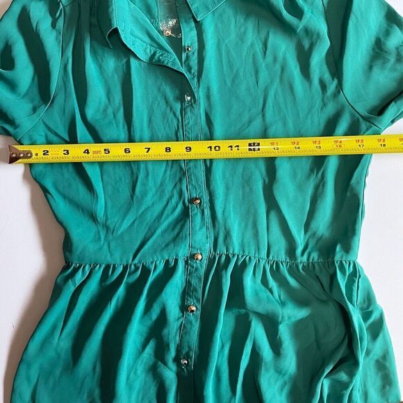 Papaya Women's Green Button Up Blouse with Peplum High Low Hem Size M - Picture 8 of 9